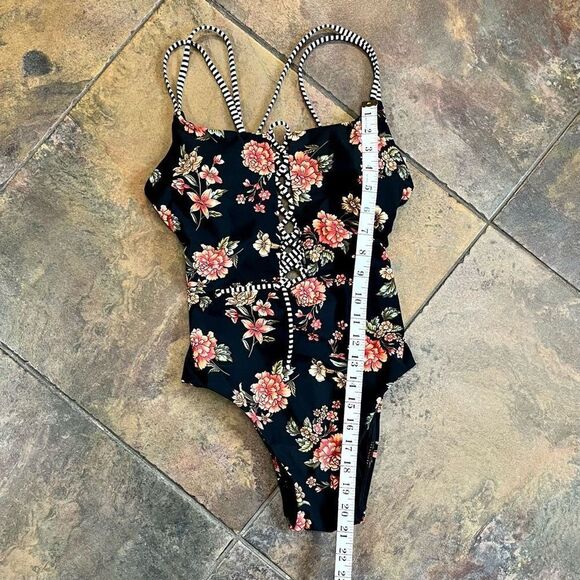 Skinny Dippers Lace Up Floral Swim Suit Small - Picture 7 of 11